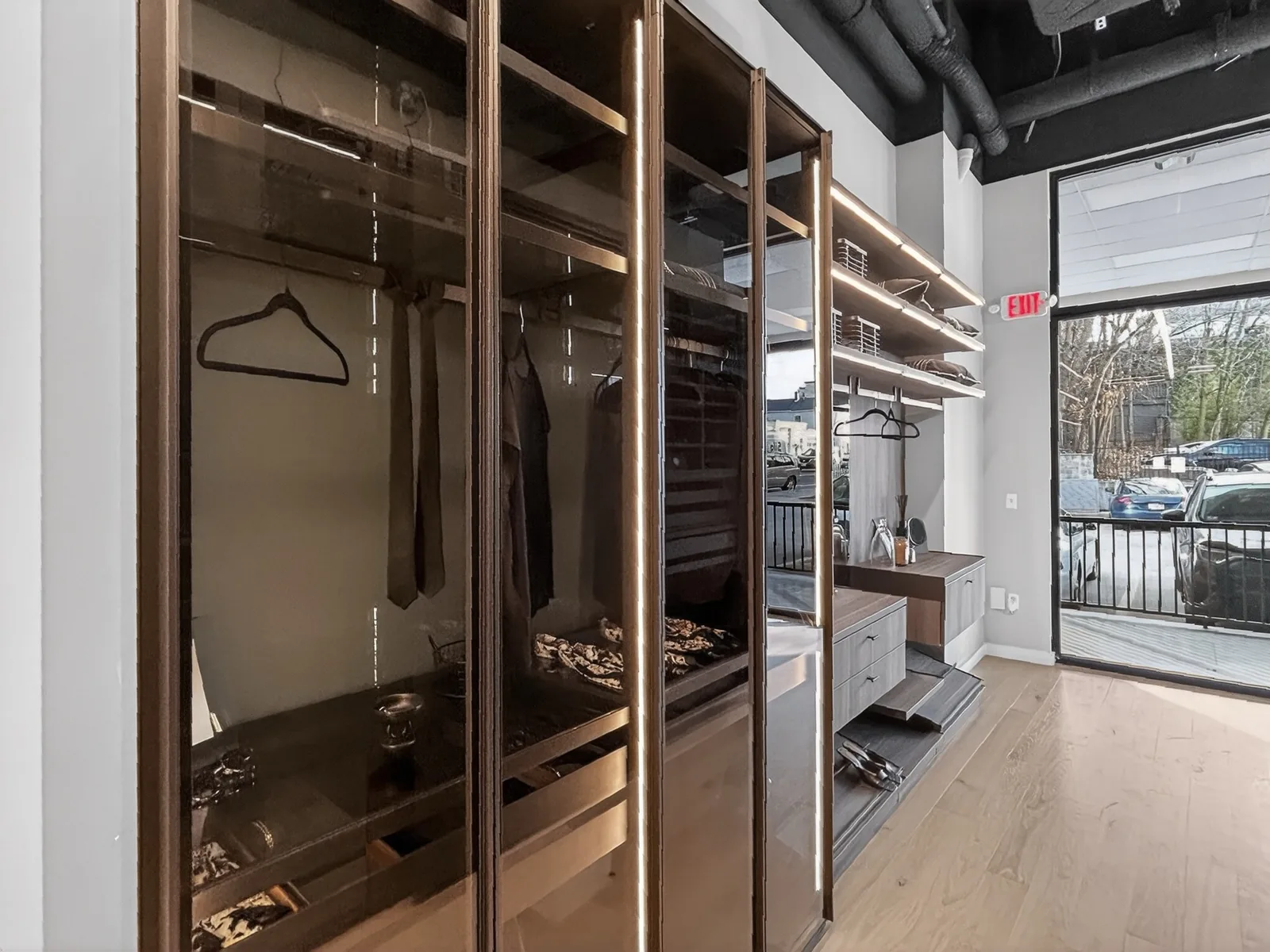 DOCA wardrobe display in the Brookline showroom